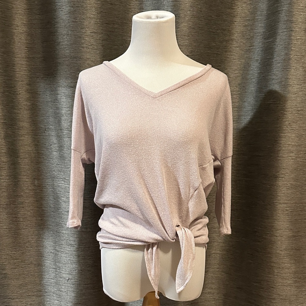 Express Light Pink Tie-Front Top